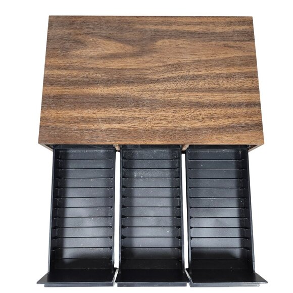 Vintage Realistic 36 Cassette Tape Storage Box Faux Wood 3 Drawers Stackable e - Picture 4 of 10